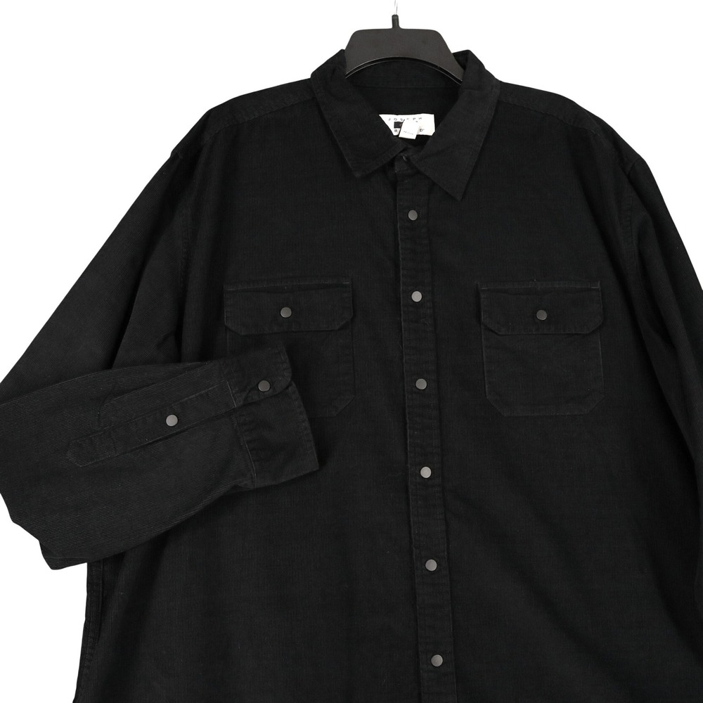 Joseph Abboud Corduroy Button Front Overshirt Shirt Jacket Mens XXL Black Cotton